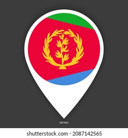 Eritrea marker icon on dark grey background. Eritrea pin icon isolated on barely dark background.