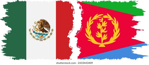 Eritrea and Mexico grunge flags connection, vector