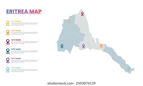 Eritrea Modern Map Infografik Vorlage, Detaillierte Infografik Karte von Eritrea Beliebte Stadt
