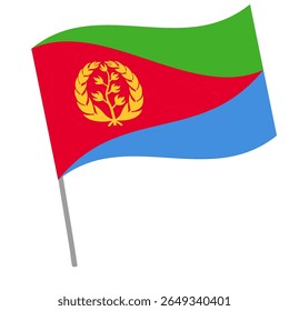 Eritrea national flag flutters with flagpole