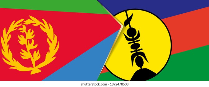 Eritrea and New Caledonia flags, two vector flags symbol of relationship or confrontation.