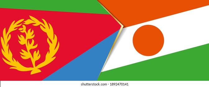 Eritrea and Niger flags, two vector flags symbol of relationship or confrontation.