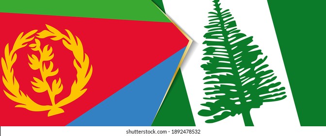 Banderas de Eritrea y de la isla de Norfolk, dos banderas vectoriales símbolo de relación o enfrentamiento.
