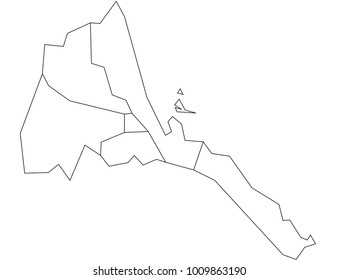 eritrea outline map. detailed isolated vector country border contour maps on white background.