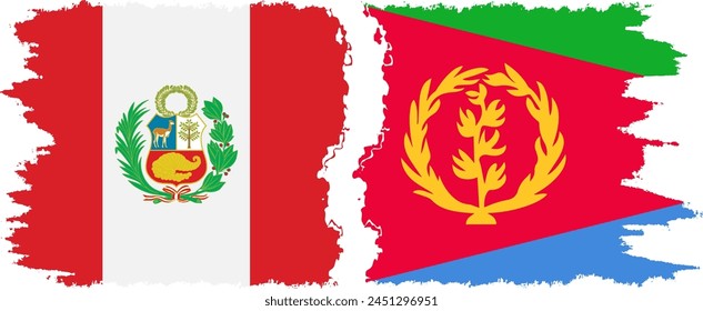 Eritrea and Peru grunge flags connection, vector
