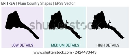 Eritrea - plain country shape. Low, medium and high detailed maps of Eritrea. EPS8 Vector illustration. Stok fotoğraf © 