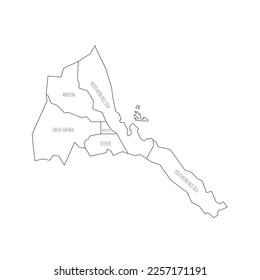 Eritrea political map of administrative divisions