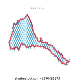Eritrea population map. Stick figures Eritrean people map with bold red translucent country border. Pattern of men and women icons. Isolated vector illustration. Editable stroke.