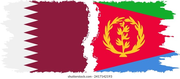 Eritrea and Qatar grunge flags connection, vector