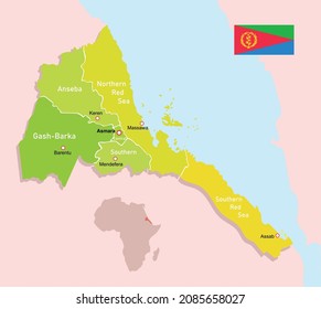 Eritrea regions map. Vector illustration