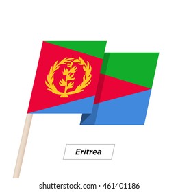 Eritrea Ribbon Waving Flag Isolated on White. Vector Illustration. Eritrea Flag with Sharp Corners
