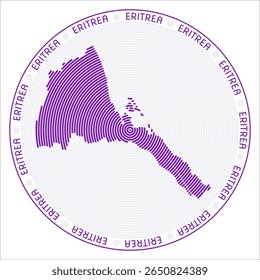 Eritrea round logo design. Country shape build of rings. Eritrea text around the country. Vector Illustration.
