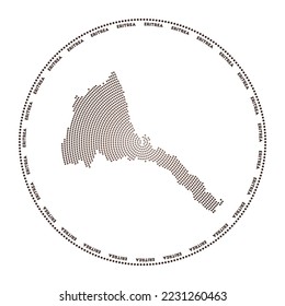 Eritrea round logo. Digital style shape of Eritrea in dotted circle with country name. Tech icon of the country with gradiented dots. Beautiful vector illustration.