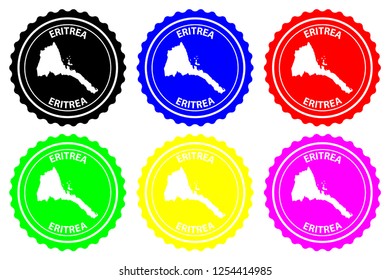 Eritrea - rubber stamp - vector, State of Eritrea map pattern - sticker - black, blue, green, yellow, purple and red