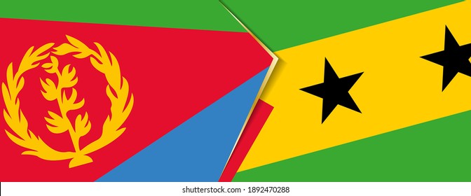 Eritrea and Sao Tome and Principe flags, two vector flags symbol of relationship or confrontation.