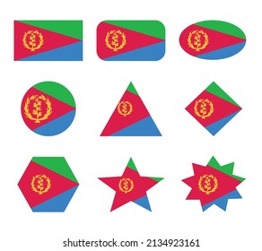 eritrea set of flags with geometric shapes
