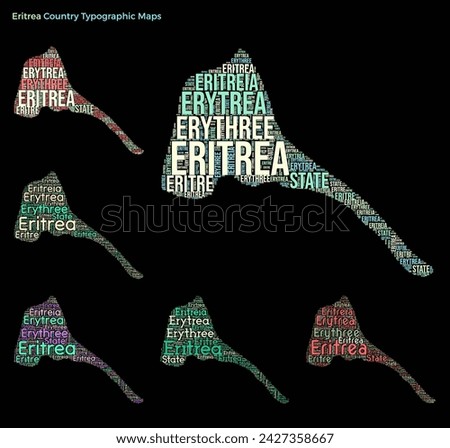Eritrea. Set of typography style country illustrations. Eritrea map shape build of horizontal and vertical country names. Vector illustration. Stok fotoğraf © 