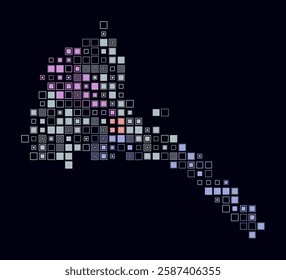 Eritrea, shape of the country build of colored cells. Digital style map of the Eritrea on dark background. Large size square blocks. Modern vector illustration.