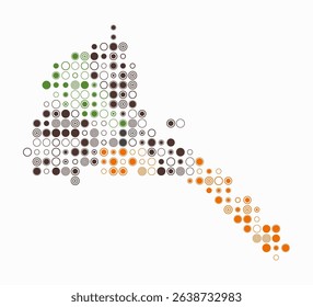 Eritrea, shape of the country built of colored cells. Digital style map of Eritrea on a white background. Large size circle blocks. Creative vector illustration.