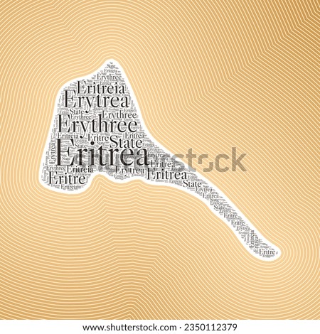 Eritrea shape formed by country name in multiple languages. Eritrea border on stylish striped gradient background. Vibrant poster. Superb vector illustration. Stok fotoğraf © 
