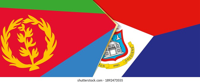 Eritrea and Sint Maarten flags, two vector flags symbol of relationship or confrontation.