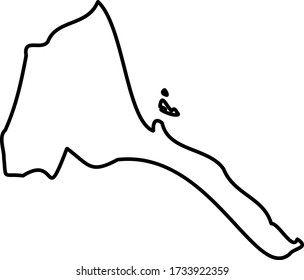 Eritrea - solid black outline border map of country area. Simple flat vector illustration.