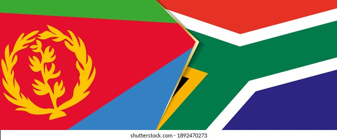 Eritrea and South Africa flags, two vector flags symbol of relationship or confrontation.