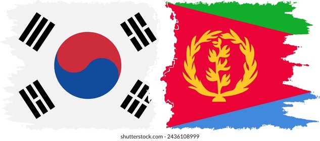 Eritrea and South Korea grunge flags connection, vector