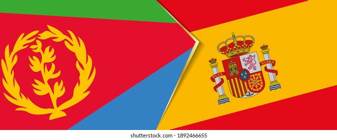 Eritrea and Spain flags, two vector flags symbol of relationship or confrontation.