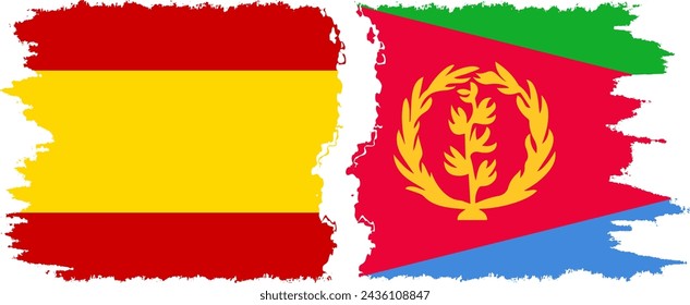 Eritrea y España grunge banderas de conexión, vector