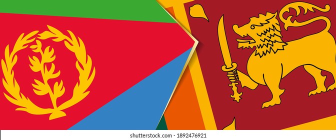 Eritrea and Sri Lanka flags, two vector flags symbol of relationship or confrontation.