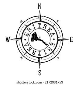 Eritrea Stamp Map Compass Adventure. Illustration Travel Country Symbol. Seal Expedition Wind Rose Icon.