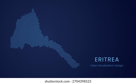 Eritrea stylized dotted map in modern circular data tech visualization concept.