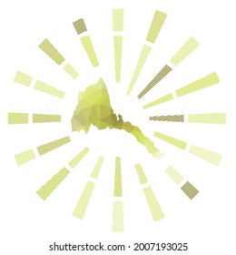 Eritrea estalló. Rayos de rayas bajas de poli y mapa del país. Encantadora ilustración vectorial.