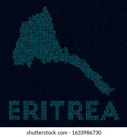 Eritrea tech map. Country symbol in digital style. Cyber map of Eritrea with country name. Charming vector illustration.