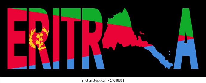 Eritrea text with map on flag illustration