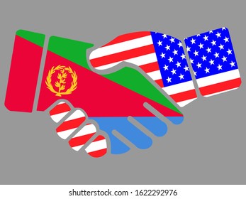 Eritrea and USA flags Handshake vector