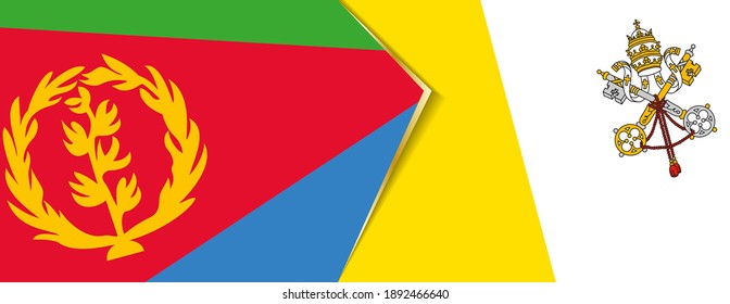 Banderas de Eritrea y la Ciudad del Vaticano, dos banderas vectoriales símbolo de relación o enfrentamiento.