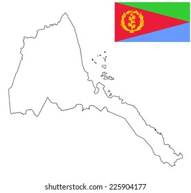 Eritrea vector map contour, and vector flag high detailed silhouette illustration isolated on white background. 