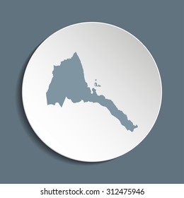 Eritrea vector map on a paper circle. Cut out from white paper icon map of Eritrea. Vector icon map of Eritrea on dark background. Paper cut style country map. 