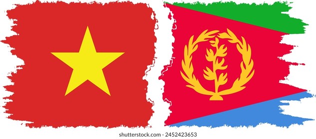 Eritrea and Vietnam grunge flags connection, vector