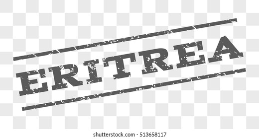 Eritrea watermark stamp. Text caption between parallel lines with grunge design style. Rubber seal stamp with dust texture. Vector grey color ink imprint on a chess transparent background.