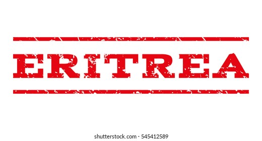 Eritrea watermark stamp. Text tag between horizontal parallel lines with grunge design style. Rubber seal stamp with dirty texture. Vector intensive red color ink imprint on a white background.