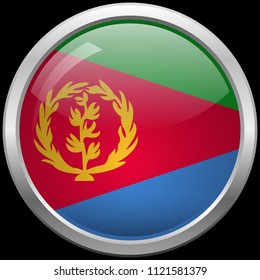 Eritrean flag glass button vector illustration