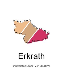 Erkrath City of German map vector illustration, vector template with outline graphic sketch style isolated on white background