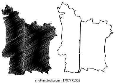 Erlangen City (Federal Republic of Germany, Bavaria) map vector illustration, scribble sketch City of Erlangen map