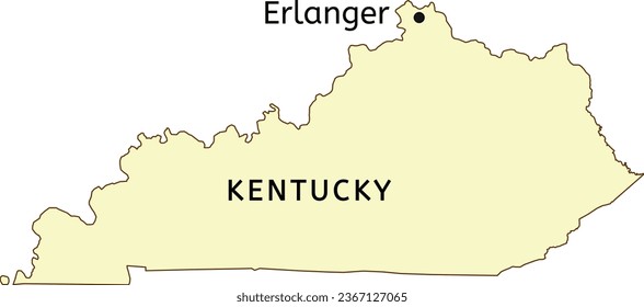 Erlanger city location on Kentucky state map