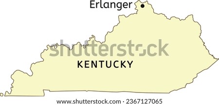 Erlanger city location on Kentucky state map