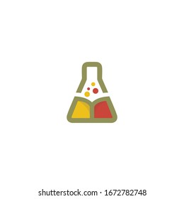 Erlenmayer bottle combine with book inside vector illustration.