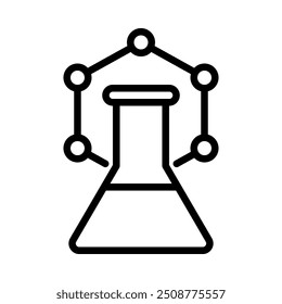 Erlenmeyer flask with chemical structure. Outline style. Vector. Isolate on white background.